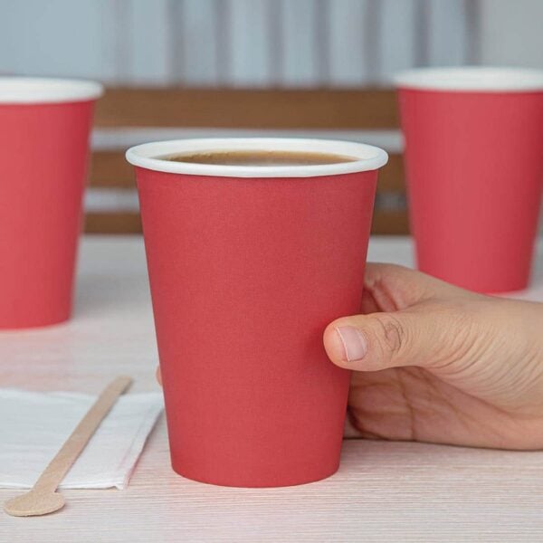 Fiesta Recyclable Single Wall Takeaway Coffee Cups Red 340ml / 12oz (Pack of 50) - Image 5