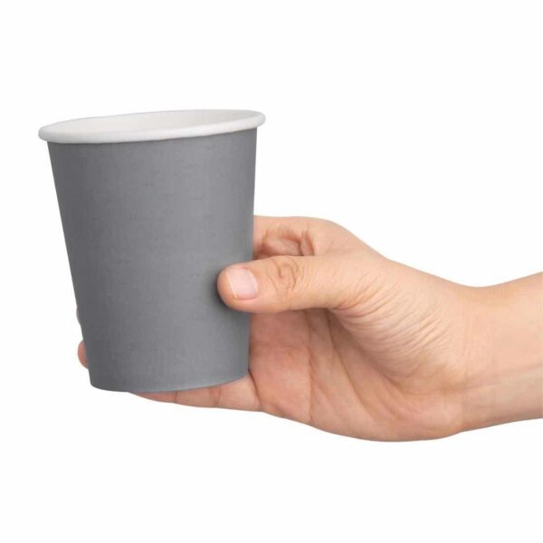 Fiesta Recyclable Coffee Cups Single Wall Charcoal 225ml / 8oz (Pack of 1000) - Image 4