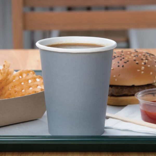 Fiesta Recyclable Coffee Cups Single Wall Charcoal 225ml / 8oz (Pack of 1000) - Image 5