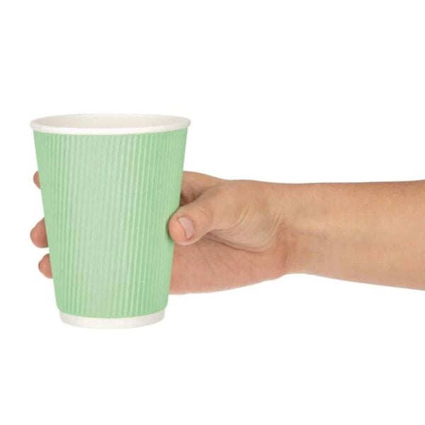 Fiesta Recyclable Coffee Cups Ripple Wall Turquoise 340ml / 12oz (Pack of 500) - Image 3