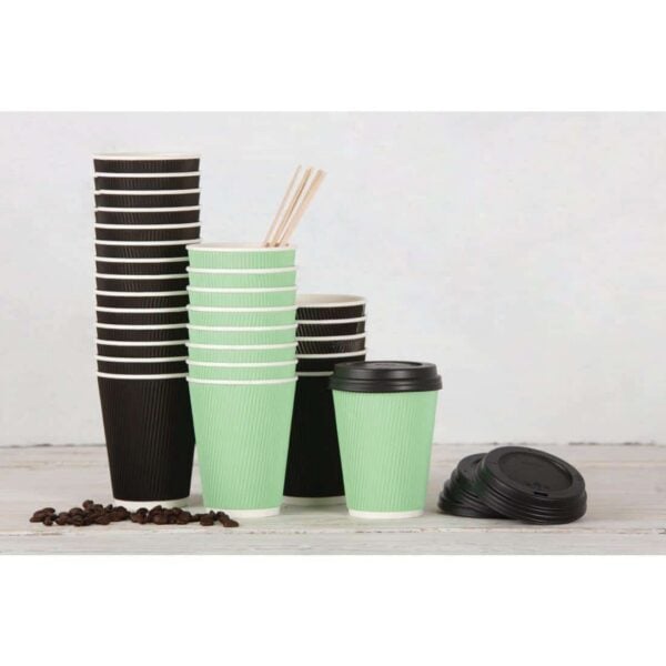Fiesta Recyclable Coffee Cups Ripple Wall Turquoise 340ml / 12oz (Pack of 500) - Image 7