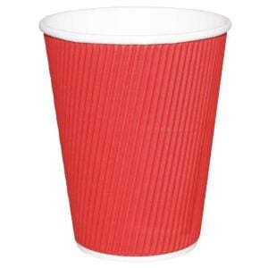Fiesta Recyclable Coffee Cups Ripple Wall Red 225ml / 8oz (Pack of 25)