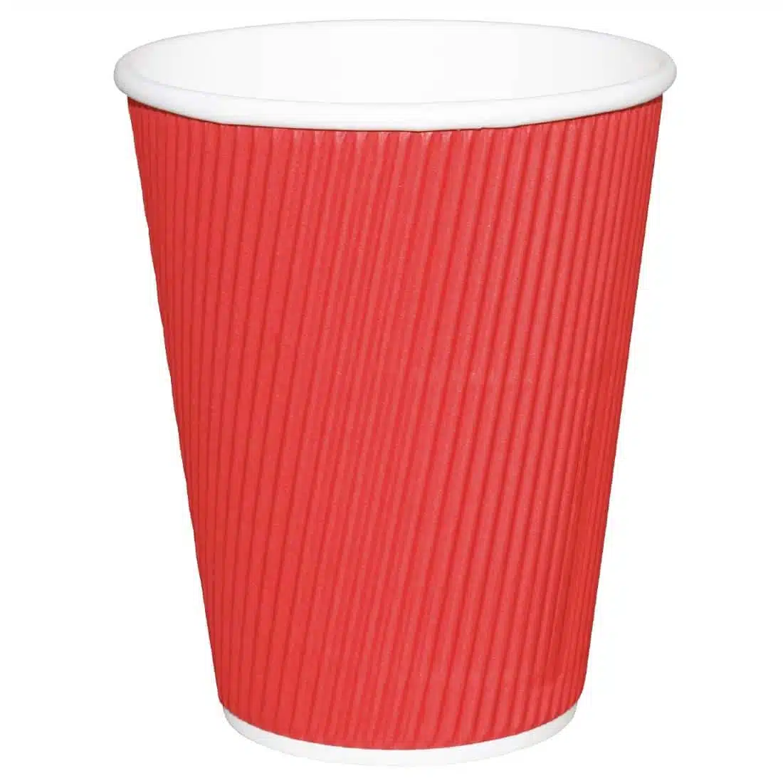 Fiesta Recyclable Coffee Cups Ripple Wall Red 225ml / 8oz (Pack of 25) - Image 1