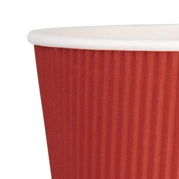 Fiesta Recyclable Coffee Cups Ripple Wall Red 340ml / 12oz (Pack of 25) - Image 6