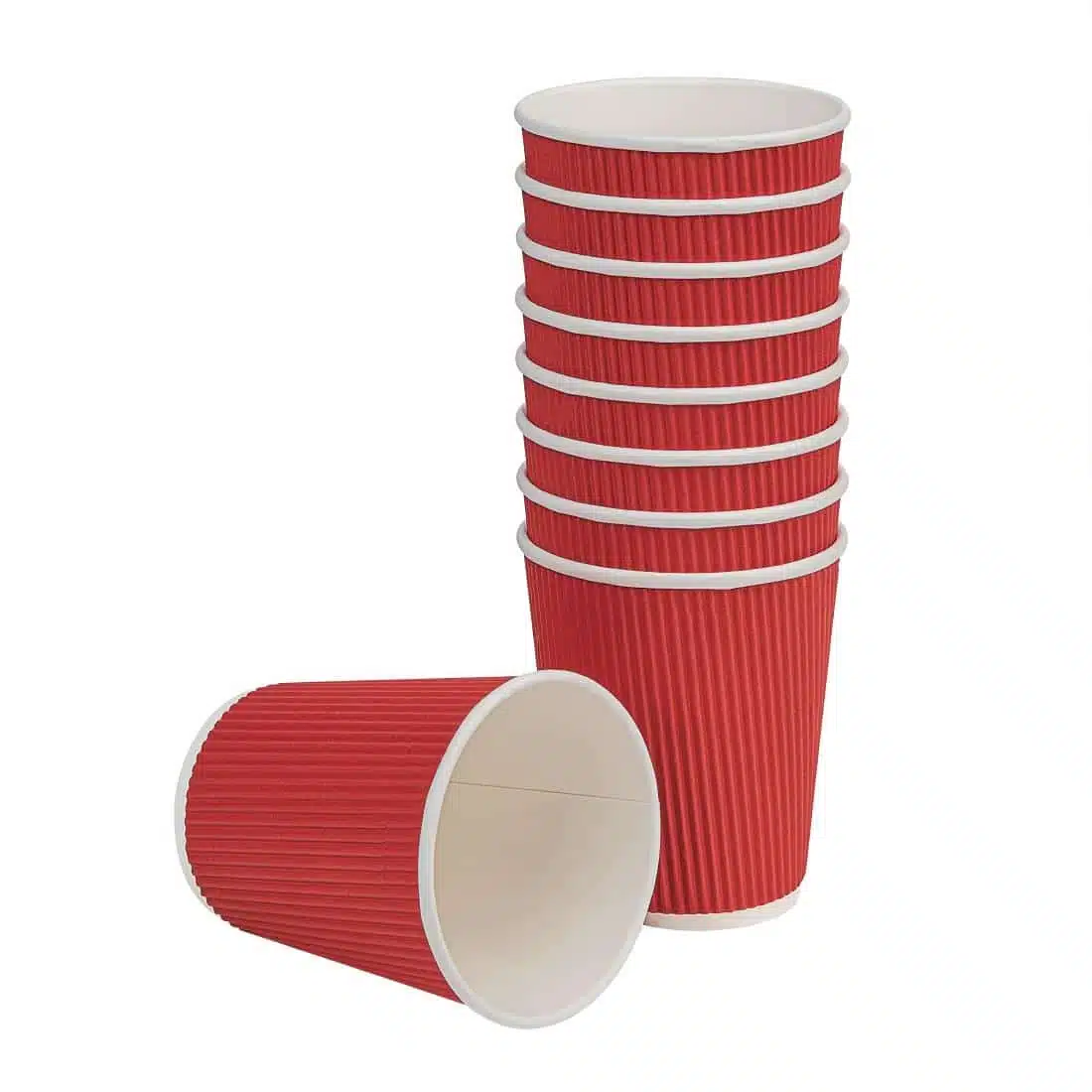 Fiesta Recyclable Coffee Cups Ripple Wall Red 225ml / 8oz (Pack of 500) - Image 2