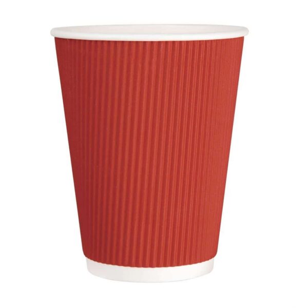 Fiesta Recyclable Coffee Cups Ripple Wall Red 340ml / 12oz (Pack of 500) - Image 2