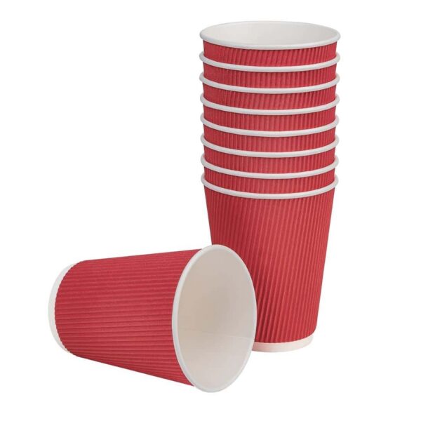 Fiesta Recyclable Coffee Cups Ripple Wall Red 340ml / 12oz (Pack of 500) - Image 3