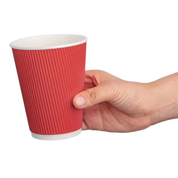 Fiesta Recyclable Coffee Cups Ripple Wall Red 340ml / 12oz (Pack of 500) - Image 4
