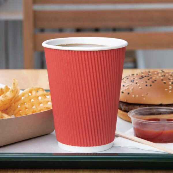 Fiesta Recyclable Coffee Cups Ripple Wall Red 340ml / 12oz (Pack of 500) - Image 5