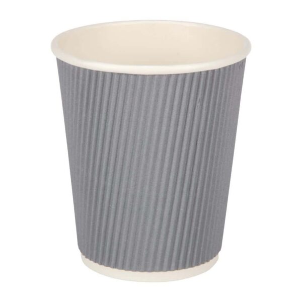 Fiesta Recyclable Coffee Cups Ripple Wall Charcoal 225ml / 8oz (Pack of 25) - Image 2