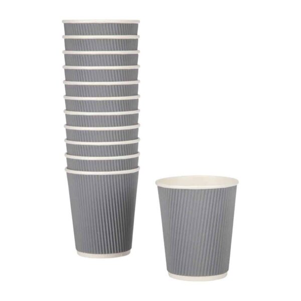 Fiesta Recyclable Coffee Cups Ripple Wall Charcoal 225ml / 8oz (Pack of 25) - Image 3