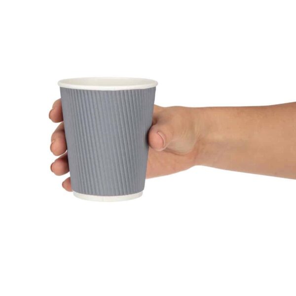 Fiesta Recyclable Coffee Cups Ripple Wall Charcoal 225ml / 8oz (Pack of 25) - Image 4