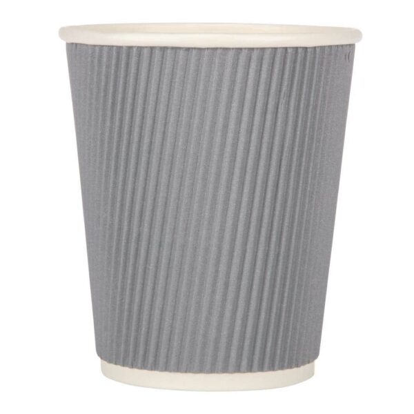Fiesta Recyclable Coffee Cups Ripple Wall Charcoal 225ml / 8oz (Pack of 25) - Image 5