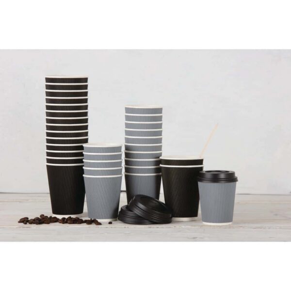 Fiesta Recyclable Coffee Cups Ripple Wall Charcoal 225ml / 8oz (Pack of 25) - Image 6