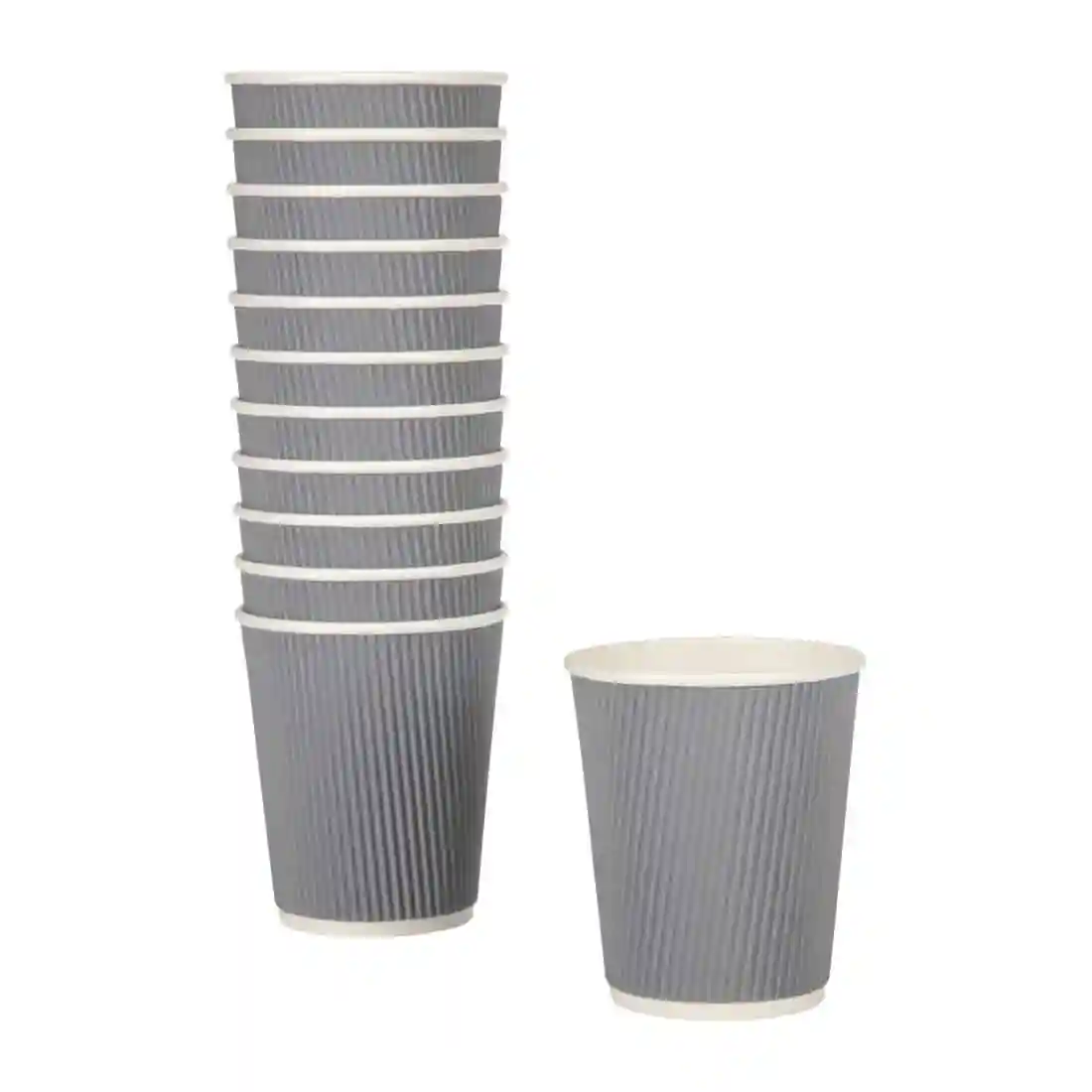 Fiesta Recyclable Coffee Cups Ripple Wall Charcoal 225ml / 8oz (Pack of 500) - Image 2