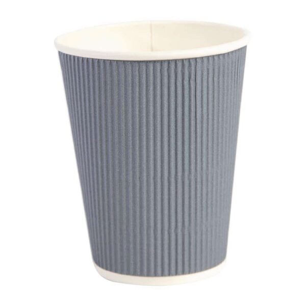 Fiesta Recyclable Coffee Cups Ripple Wall Charcoal 340ml / 12oz (Pack of 500) - Image 2