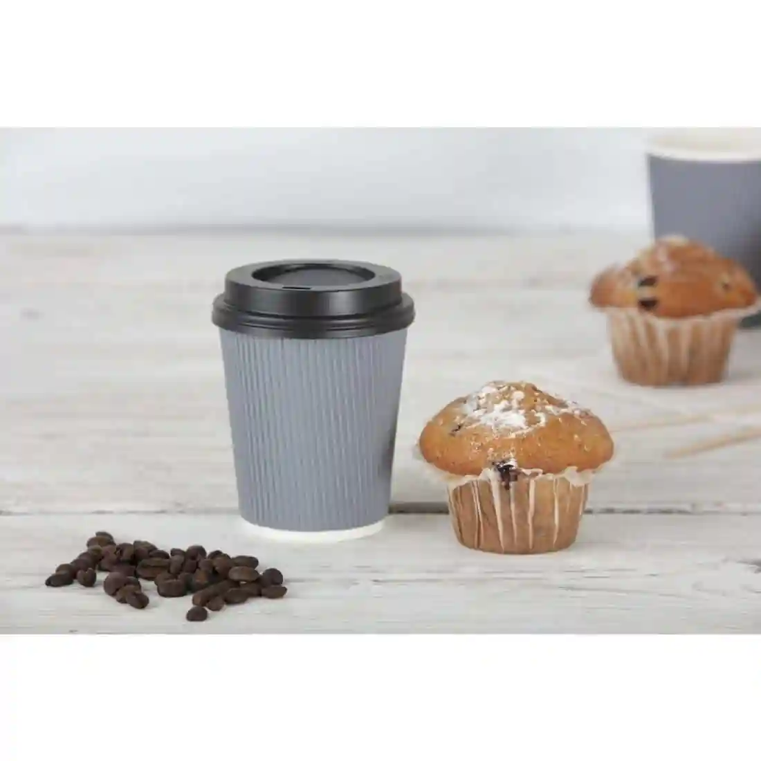 Fiesta Recyclable Coffee Cups Ripple Wall Charcoal 340ml / 12oz (Pack of 500) - Image 5