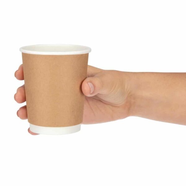 Fiesta Recyclable Coffee Cups Double Wall Kraft 225ml / 8oz (Pack of 25) - Image 6