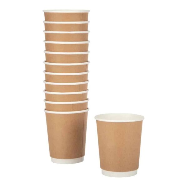 Fiesta Recyclable Coffee Cups Double Wall Kraft 225ml / 8oz (Pack of 500) - Image 3