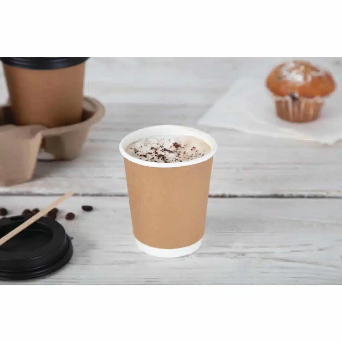 Fiesta Recyclable Coffee Cups Double Wall Kraft 225ml / 8oz (Pack of 500) - Image 4