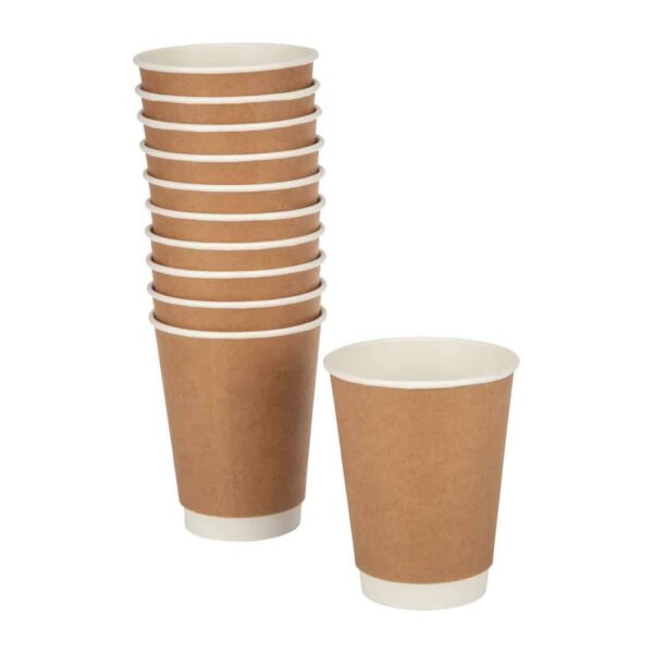 Fiesta Recyclable Coffee Cups Double Wall Kraft 340ml / 12oz (Pack of 500) - Image 3