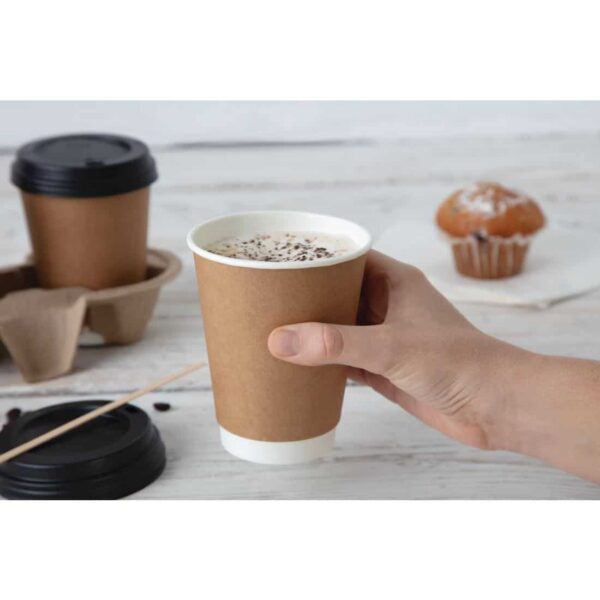 Fiesta Recyclable Coffee Cups Double Wall Kraft 340ml / 12oz (Pack of 500) - Image 6