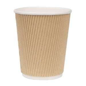 Fiesta Recyclable Coffee Cups Ripple Wall Kraft 225ml / 8oz (Pack of 500)