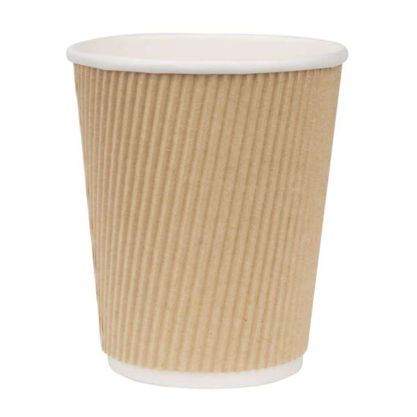 Fiesta Recyclable Coffee Cups Ripple Wall Kraft 225ml / 8oz (Pack of 500) - Image 2