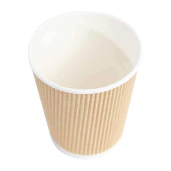 Fiesta Recyclable Coffee Cups Ripple Wall Kraft 225ml / 8oz (Pack of 500) - Image 3