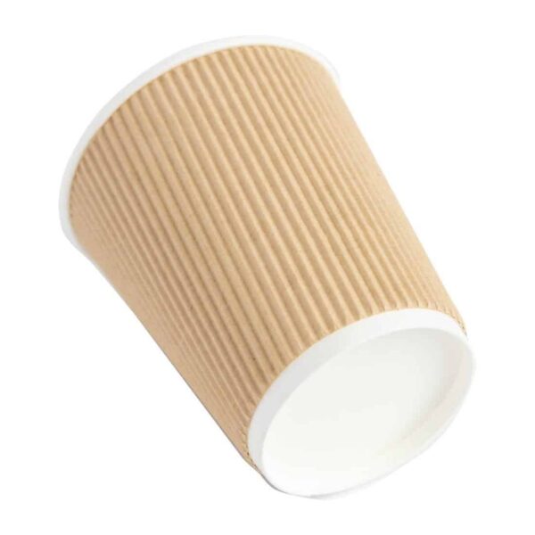 Fiesta Recyclable Coffee Cups Ripple Wall Kraft 225ml / 8oz (Pack of 500) - Image 4