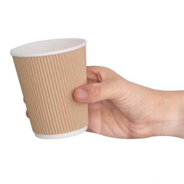 Fiesta Recyclable Coffee Cups Ripple Wall Kraft 225ml / 8oz (Pack of 500) - Image 5