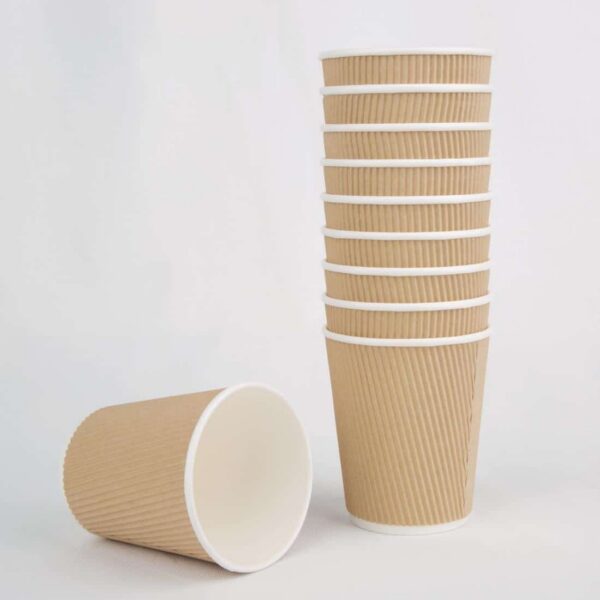 Fiesta Recyclable Coffee Cups Ripple Wall Kraft 225ml / 8oz (Pack of 500) - Image 7