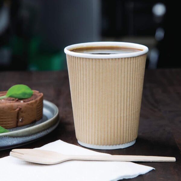 Fiesta Recyclable Coffee Cups Ripple Wall Kraft 225ml / 8oz (Pack of 500) - Image 9