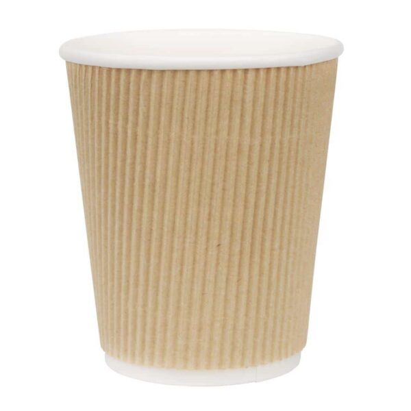 Fiesta Recyclable Coffee Cups Ripple Wall Kraft 225ml / 8oz (Pack of 25) - Image 2