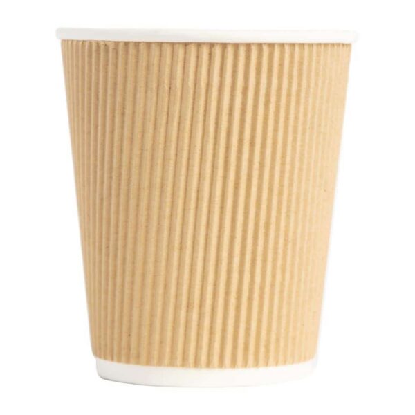 Fiesta Recyclable Coffee Cups Ripple Wall Kraft 225ml / 8oz (Pack of 25) - Image 3