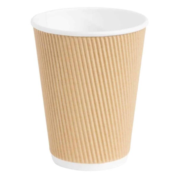 Fiesta Recyclable Coffee Cups Ripple Wall Kraft 340ml / 12oz (Pack of 500) - Image 1