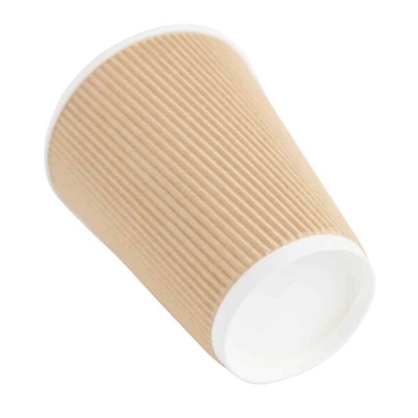 Fiesta Recyclable Coffee Cups Ripple Wall Kraft 340ml / 12oz (Pack of 500) - Image 3