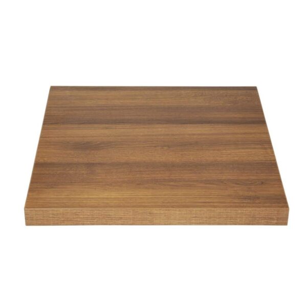 Bolero Pre-drilled Square Tabletop Rustic Oak 600mm - Image 2