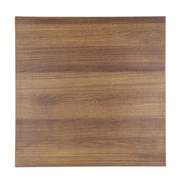 Bolero Pre-drilled Square Tabletop Rustic Oak 600mm - Image 3