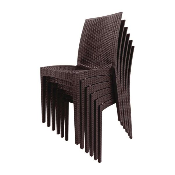 Bolero PP Rattan Bistro Side Chairs Brown (Pack of 4) - Image 6