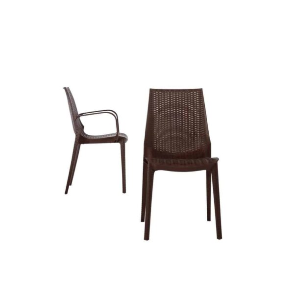 Bolero PP Rattan Bistro Side Chairs Brown (Pack of 4) - Image 7