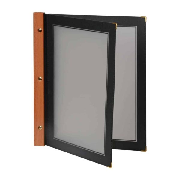 Securit Wood Spine American Style Menu Cover A4 Black - Image 5