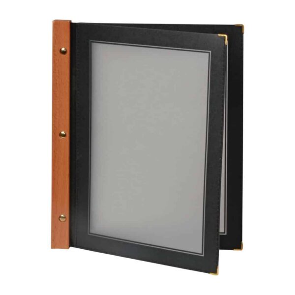 Securit Wood Spine American Style Menu Cover A4 Black - Image 4