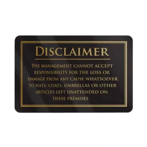 Disclaimer Hats and Coats Bar Sign - Black