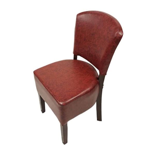 Hanoi Dining Chair In Dark Walnut with Bison Vinyl Bordeaux (Pack of 2) - Image 2