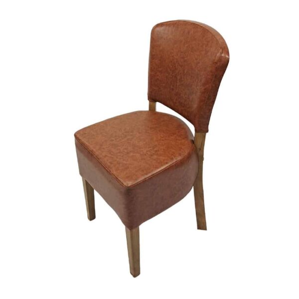 Hanoi Dining Chair In Weathered Oak with Bison Vinyl Tan (Pack of 2) - Image 2