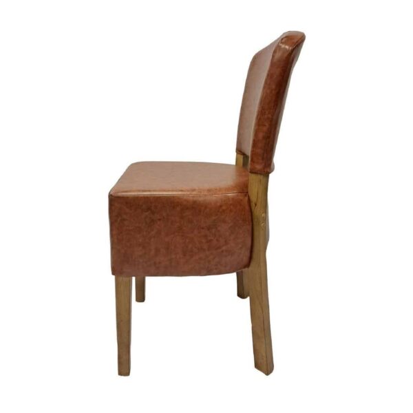 Hanoi Dining Chair In Weathered Oak with Bison Vinyl Tan (Pack of 2) - Image 3