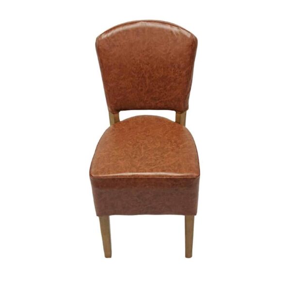 Hanoi Dining Chair In Weathered Oak with Bison Vinyl Tan (Pack of 2) - Image 4