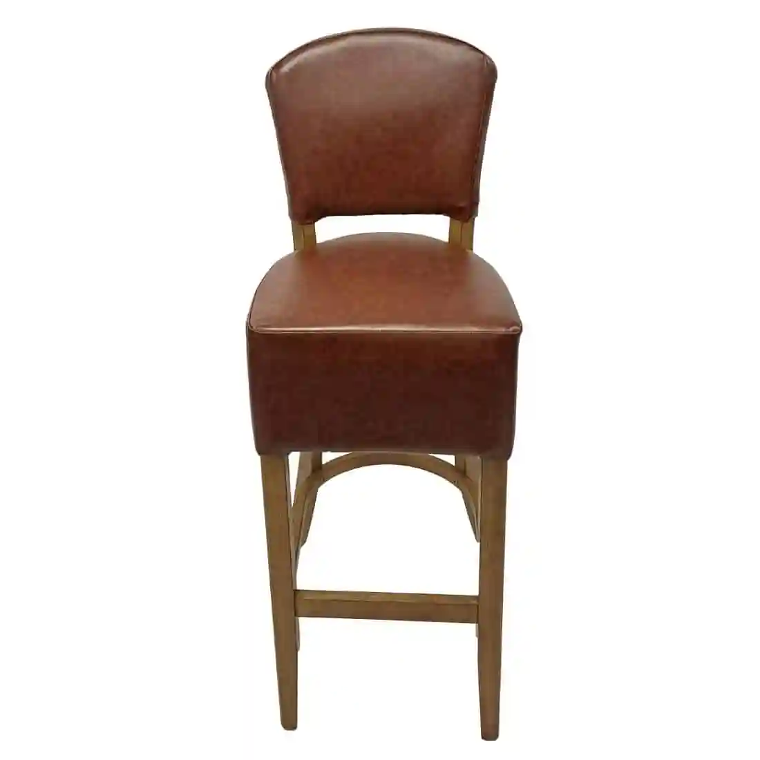 Hanoi Bar Chair In Weathered Oak with Bison Espresso Vinyl Seatpad - Image 3