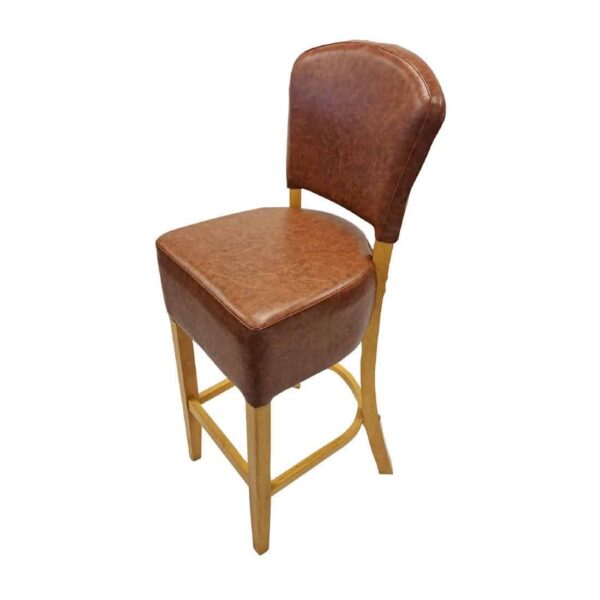 Hanoi Bar Chair in Soft Oak with Bison Tan Vinyl - Image 1
